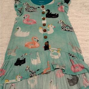 Posh Peanut Aqua Animal Print Ruffle Dress